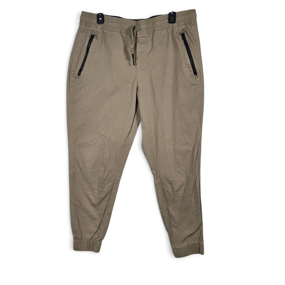 Under Armour Joggers Women XL Fitted Khaki Tan Cotton Stretch Elastic Waist Hike